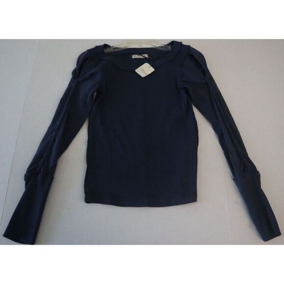 Free People OB1509678 Women's Sz XS Blue Daisy Chain Cuff L/S Blouse Top $78 - Picture 5 of 8